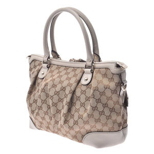 Gucci Leather Tan Handbag Beige Canvas Bag White Sukey Ivory GG